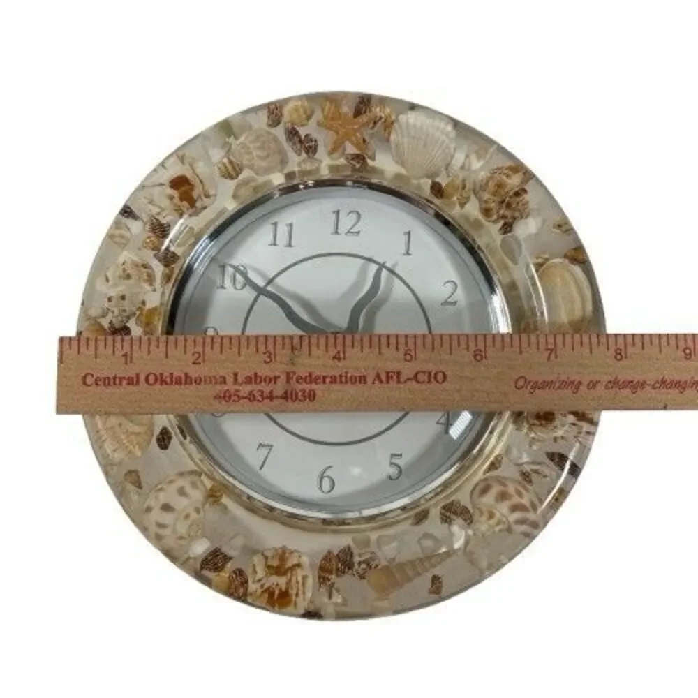 Vintage Sands of Time Lucite Wall Clock Sea Shell Seashell Seaside Beach House